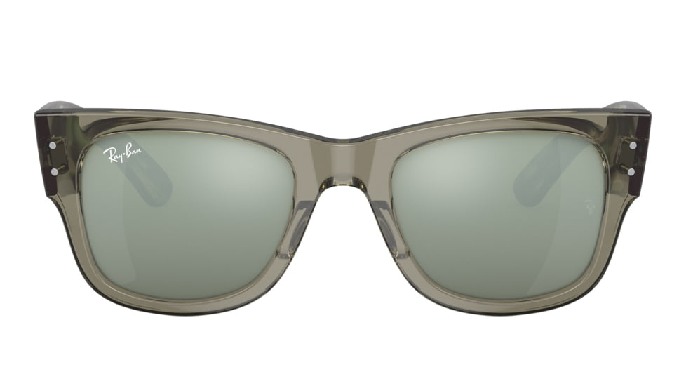Ray-Ban RB0840SF Mega Wayfarer Sunglasses, Transparent Green Frame, Grey Mirror Lens, Asian Fit, 52, RB0840SF-66355C-52