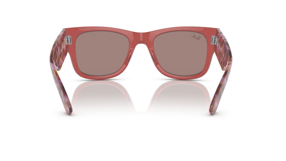 Ray-Ban RB0840SF Mega Wayfarer Sunglasses, Transparent Pink Frame, Brown Mirror Dark Red Lens, Asian Fit, 52, RB0840SF-66372K-52