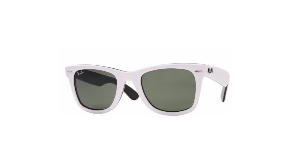 Ray-Ban RB2140 SV Prescription Sunglasses - Top White On Black Crystal Green Frame / 54 mm Prescription Lenses, 956-5418