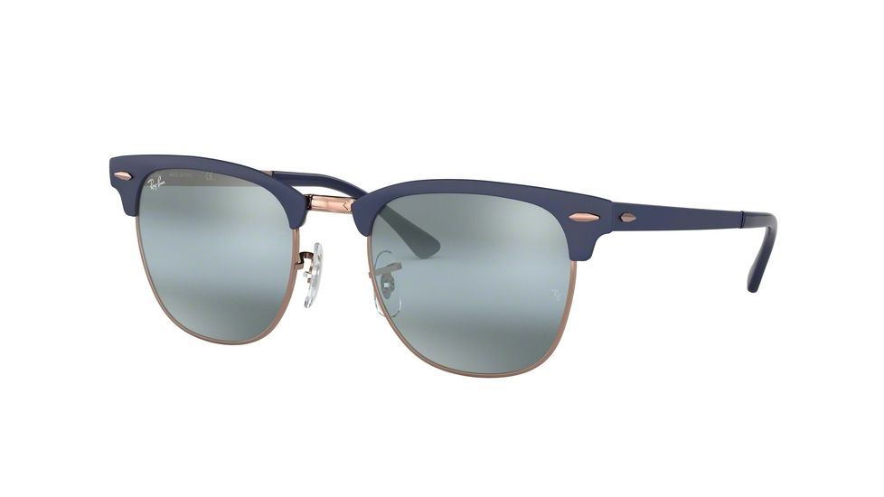 Ray-Ban RB3716 Progressive Prescription Sunglasses, 51mm, Dark Blue, RB3716-9160AJ-51-PRO