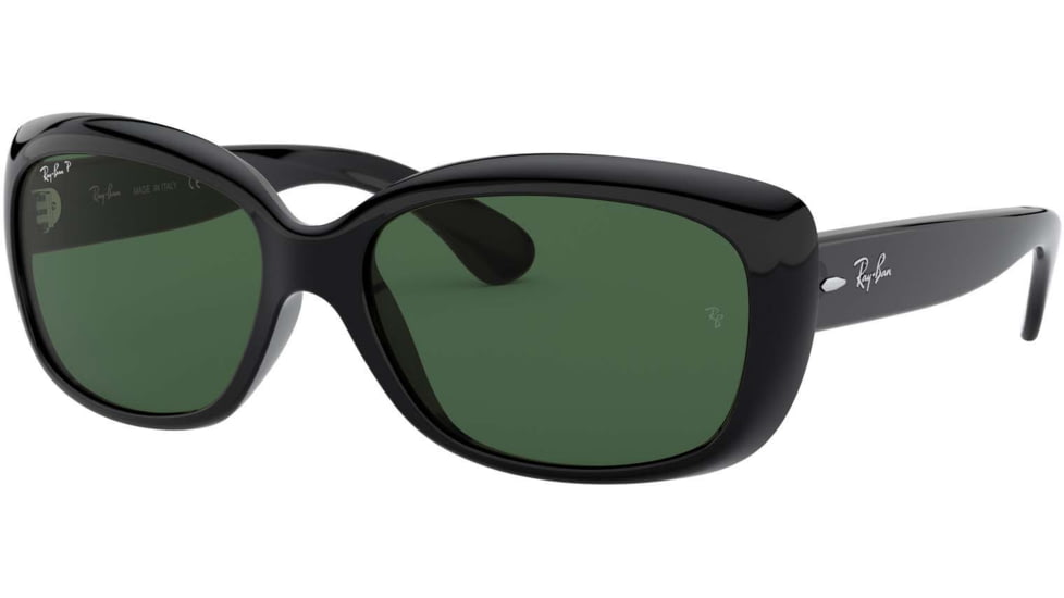 Ray-Ban RB4101 Jackie Ohh Sunglasses - Women's, Black Frame, Crystal Green Polarized Lenses, 601-58-5817