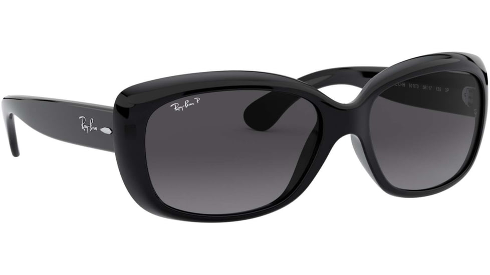 Ray-Ban RB4101 Jackie Ohh Sunglasses - Women's, Shiny Black Frame, Grey Gradient Dark Grey Polar Lenses, 601/T3-58