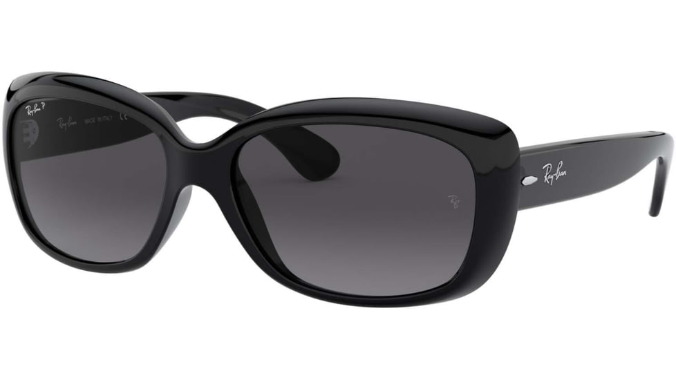 Ray-Ban RB4101 Jackie Ohh Sunglasses - Women's, Shiny Black Frame, Grey Gradient Dark Grey Polar Lenses, 601/T3-58
