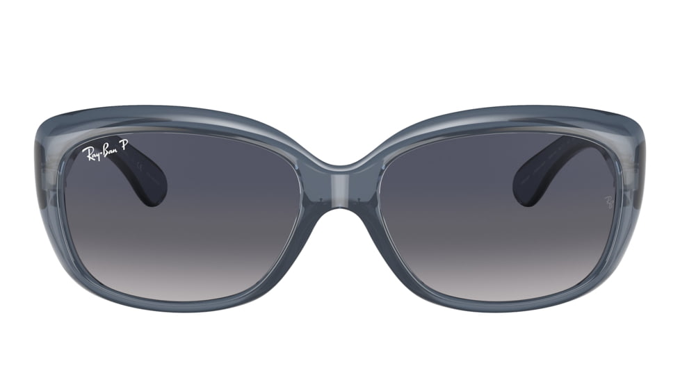 Ray-Ban RB4101 Jackie Ohh Sunglasses - Womens, Transparent Dark Brown Frame, Blue Gradient Lens, Polarized, 58, RB4101-659278-58