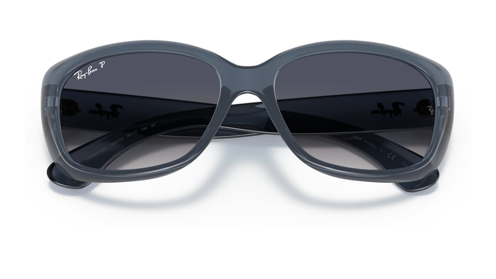 Ray-Ban RB4101 Jackie Ohh Sunglasses - Womens, Transparent Dark Brown Frame, Blue Gradient Lens, Polarized, 58, RB4101-659278-58