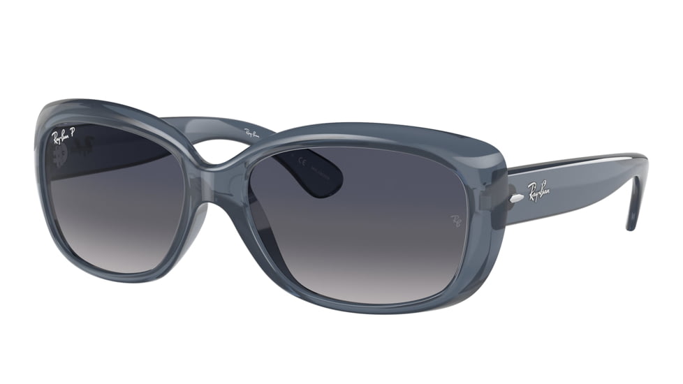 Ray-Ban RB4101 Jackie Ohh Sunglasses - Women's, Transparent Dark Brown Frame, Blue Gradient Lens, Polarized, 58, RB4101-659278-58