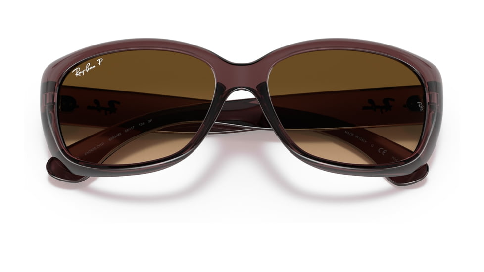 Ray-Ban RB4101 Jackie Ohh Sunglasses - Womens, Transparent Dark Brown Frame, Brown Gradient Lens, Polarized, 58, RB4101-6593M2-58