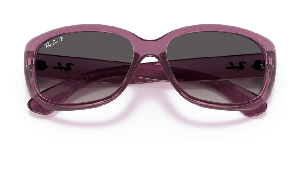Ray-Ban RB4101 Jackie Ohh Sunglasses - Womens, Transparent Violet Frame, Grey Gradient Lens, Polarized, 58, RB4101-6591M3-58