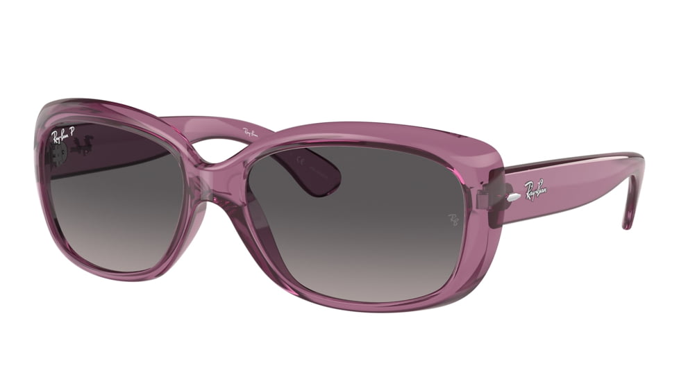 Ray-Ban RB4101 Jackie Ohh Sunglasses - Women's, Transparent Violet Frame, Grey Gradient Lens, Polarized, 58, RB4101-6591M3-58