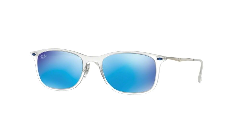 Ray-Ban RB4225 Sunglasses 646/55-52 - Matte Trasparent Frame, Green Mirror Blue Lenses