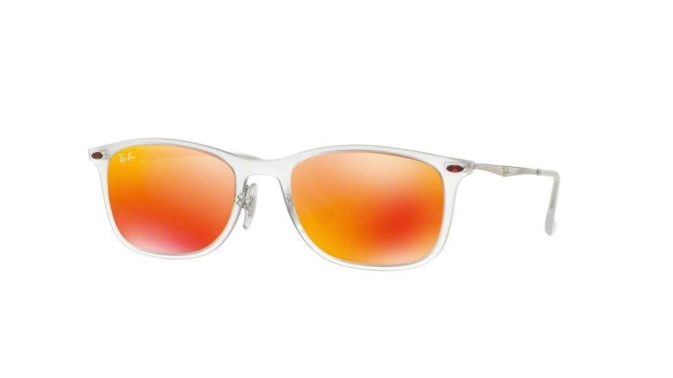 Ray-Ban RB4225 Sunglasses 646/6Q-52 - Matte Trasparent Frame, Brown Mirror Orange Lenses