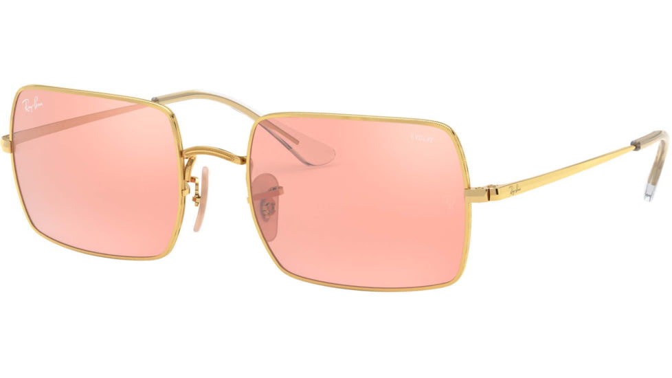 Ray-Ban Rectangle RB1969 Sunglasses, Arista, Photo Pink Mirror Grey, 54, RB1969-001-3E-54