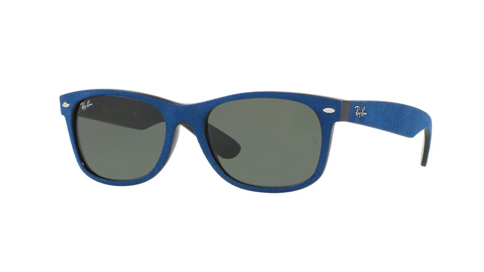 Ray-Ban New Wayfarer Prescription Sunglasses RB2132 RB2132-6239-52 - Lens Diameter 52 mm, Frame Color Black/top Blue Alcantara