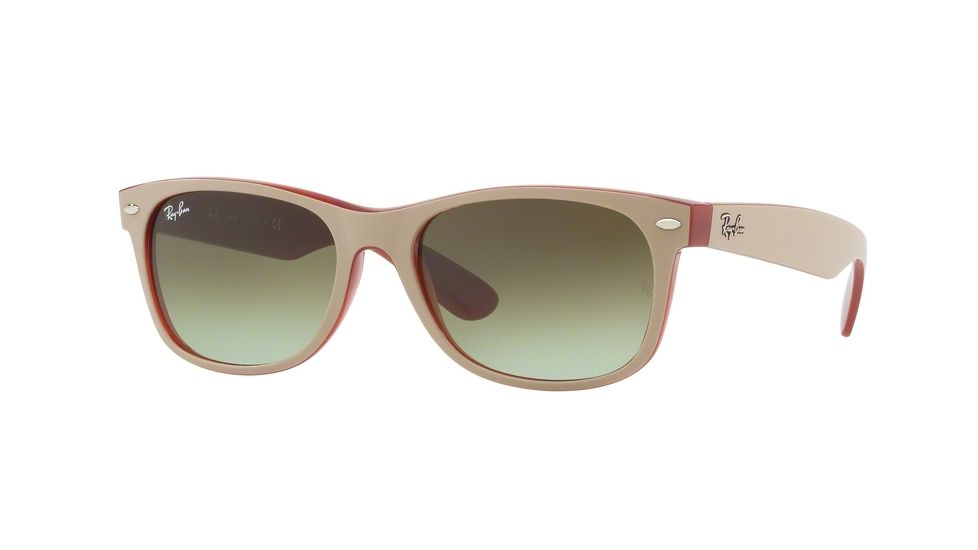 Ray-Ban New Wayfarer Prescription Sunglasses RB2132 RB2132-6307A6-52 - Lens Diameter 52 mm, Frame Color Matte Beige On Opal Red