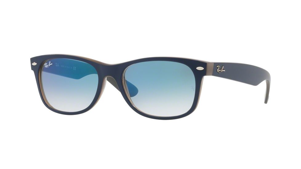 Ray-Ban New Wayfarer Prescription Sunglasses RB2132 RB2132-63083F-52 - Lens Diameter 52 mm, Frame Color Matte Blue On Opal Brown
