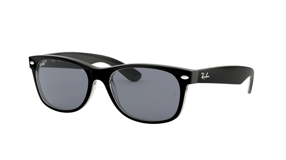 Ray-Ban New Wayfarer Prescription Sunglasses, 55mm, Black/Transparent, RB2132-6398Y5-55-SV