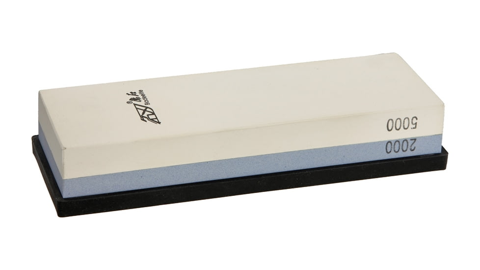 Real Steel Japanese Whetstone Medium, Japanese Whetstone, 7.1in X 2.4in X 1.2in, 1.3 Lbs, Two Sided Corundum, 2000 And 5000 Grit, Includes Two Interchangeable Non-Slip Silicone Bases, W0205