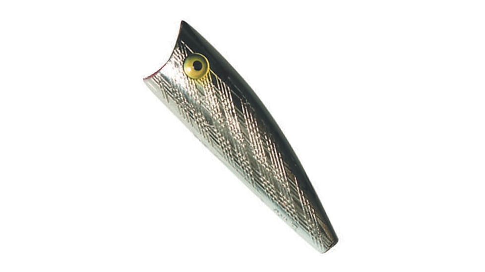 Rebel Lures Rebel Teeny Pop-R Topwater Bait, 2in, 1/8oz, Floating, Silver/Black, P5001
