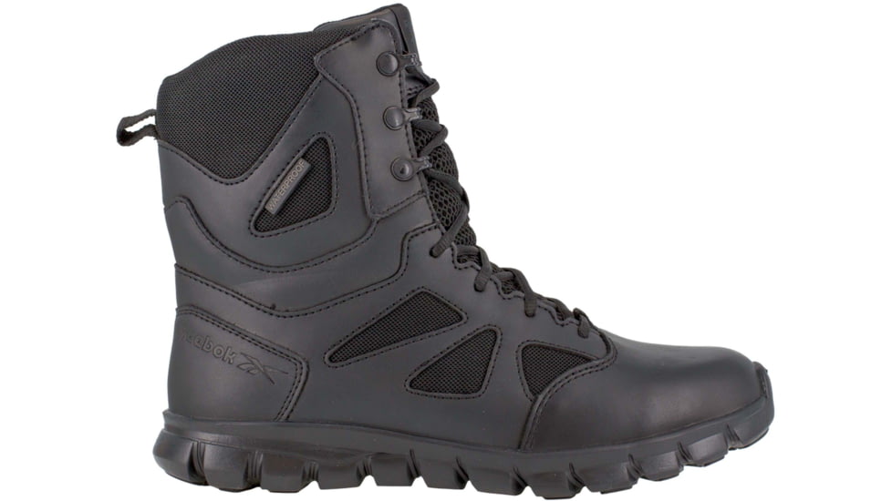 Reebok Sublite Cushion Waterproof, 8 inch Soft Toe Tactical Boot w/Side Zip - Mens, Black, 5.5W, RB8806-Black-5.5-Male-W
