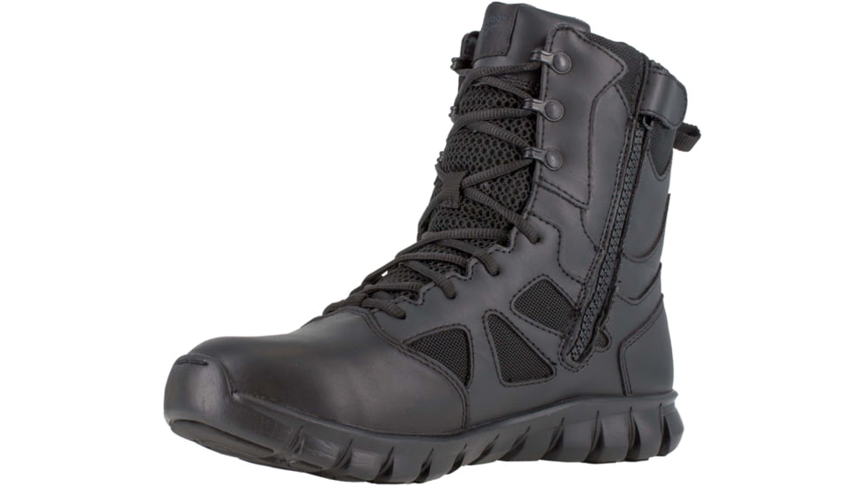 Reebok Sublite Cushion Waterproof, 8 inch Soft Toe Tactical Boot w/Side Zip - Mens, Black, 5.5W, RB8806-Black-5.5-Male-W