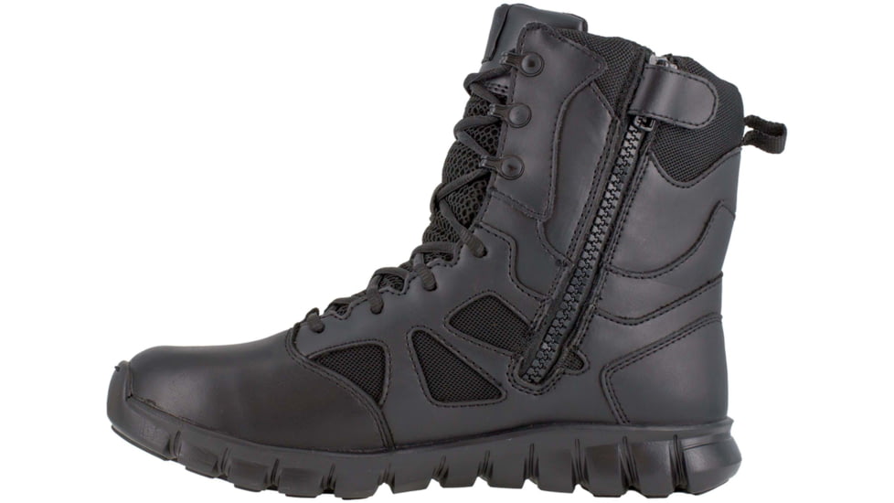 Reebok Sublite Cushion Waterproof, 8 inch Soft Toe Tactical Boot w/Side Zip - Mens, Black, 5.5W, RB8806-Black-5.5-Male-W