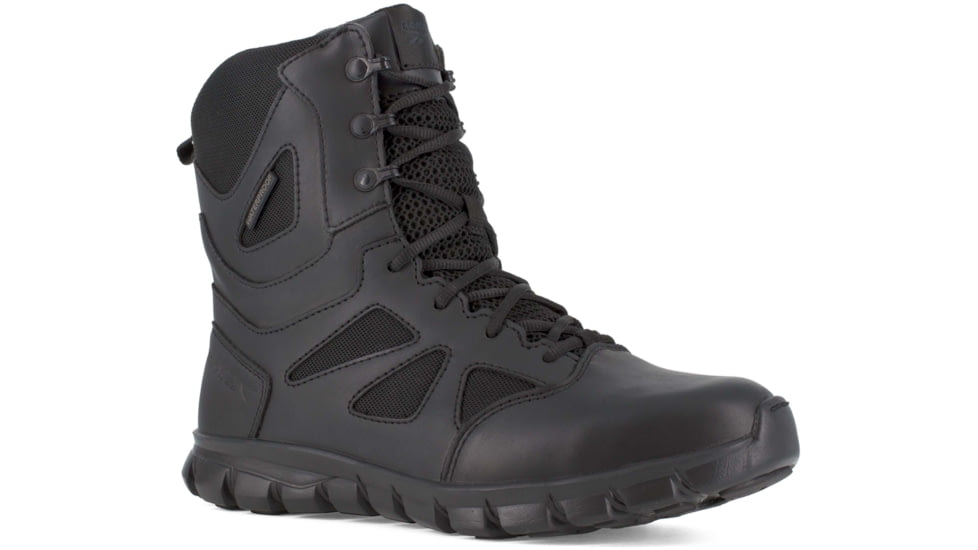 Reebok Sublite Cushion Waterproof, 8 inch Soft Toe Tactical Boot w/Side Zip - Mens, Black, 5.5W, RB8806-Black-5.5-Male-W