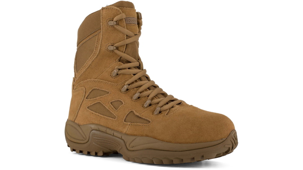 Reebok Womens Rapid Response RB Stealth 8in Boots w/Side Zipper, Coyote, 6.5, RB885-COYOTE-6.5-Womens-W