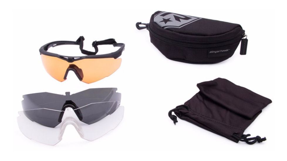 Revision Stingerhawk Eyewear Deluxe Shooters Kit, Clear/Solar/Vermillion Lens, Black Frame, Regular, 4-0152-0006