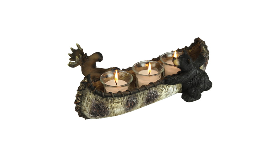 Rivers Edge Candle Holder, Bear &amp; Moose, w/ Candles, 685