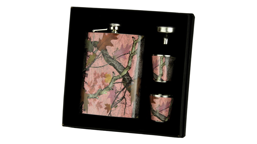 Rivers Edge Flask and Shot Set, Pink Camo, 995