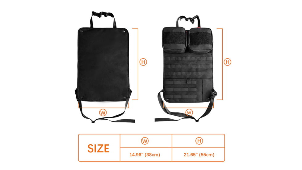 Roaring Fire Razorback Car Seat Back Organizer, Black, 21.65x14.96 inch, RF-CBSOP01-BK