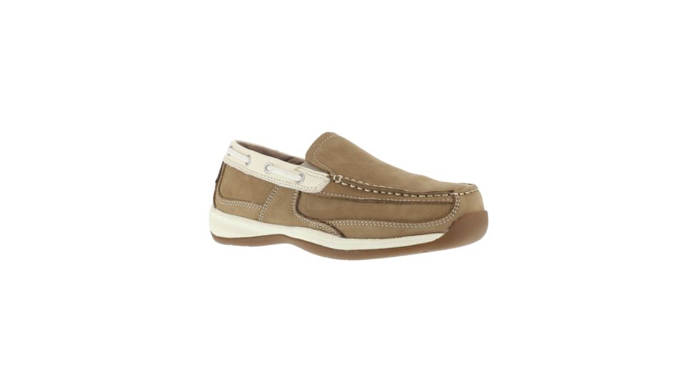 Rockport Womens Sailing Club Steel Toe Slip On Boat Shoes, Brown, 7.5, RK673-BROWN-7.5-WOMENS-W
