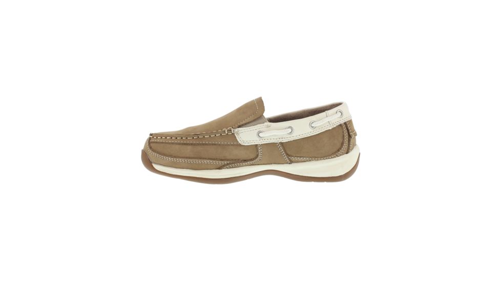 Rockport Womens Sailing Club Steel Toe Slip On Boat Shoes, Brown, 7.5, RK673-BROWN-7.5-WOMENS-W