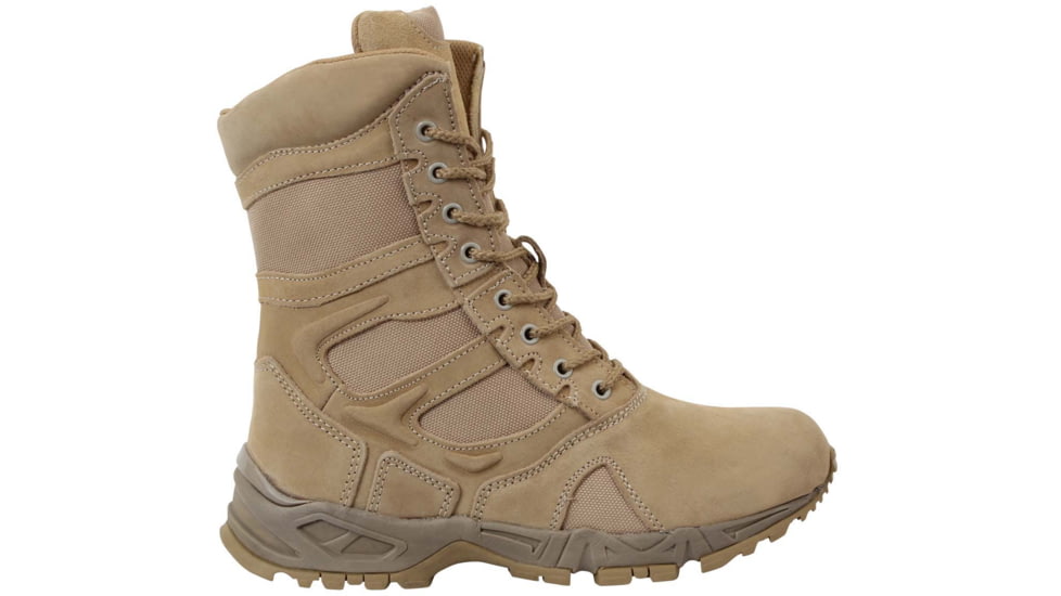 Rothco Forced Entry Desert Tan 8in Deployment Boots with Side Zipper, Tan, 13, Wide, 5357-Tan-13-Wide