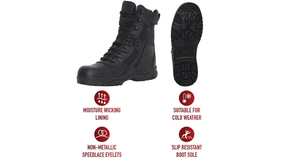 Rothco Forced Entry Tactical Boot With Side Zipper &amp; Composite Toe, 12.5, 21780