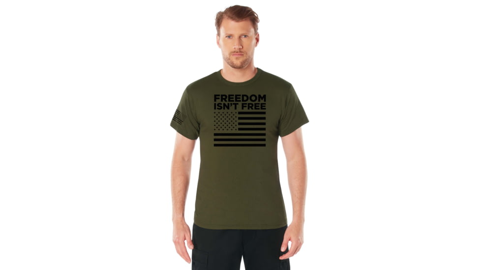 Rothco Freedom Isnt Free Flag T-Shirt - Mens, Olive Drab, Small, 27080-OliveDrab-S