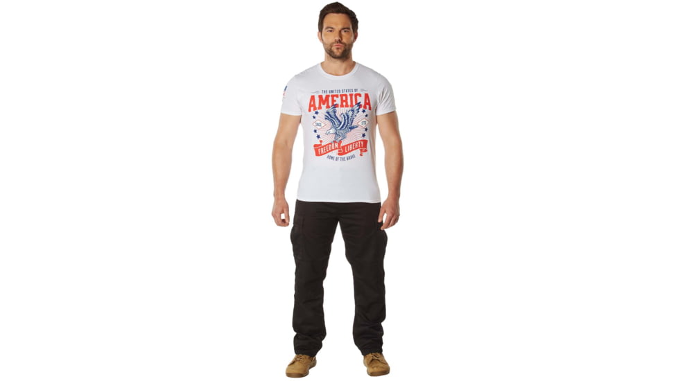 Rothco Freedom &amp; Liberty Patriotic T-Shirt, White, Small, 18120-White-S