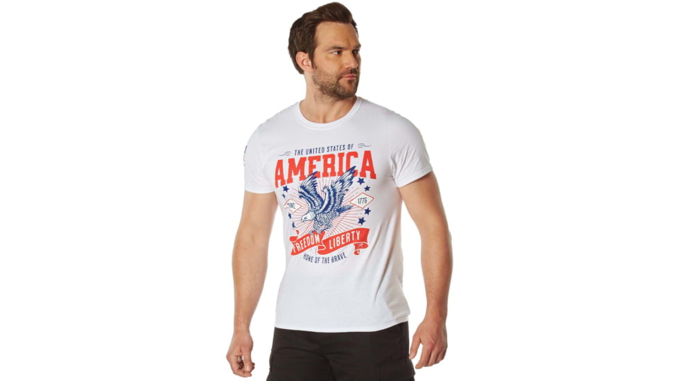 Rothco Freedom &amp; Liberty Patriotic T-Shirt, White, Small, 18120-White-S