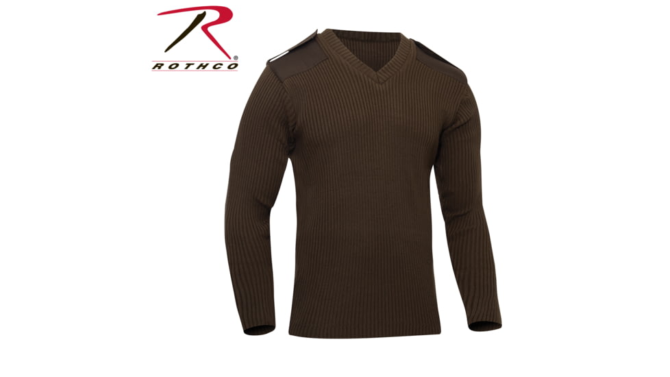 Rothco G.I. Style Acrylic V-Neck Sweater, Brown, L, 6345-Brown-L