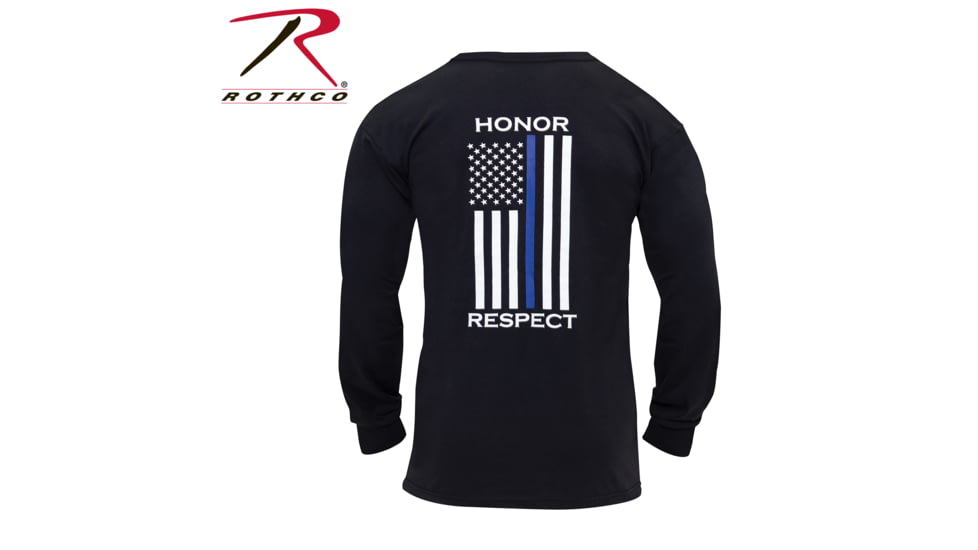 Rothco Thin Blue Line Honor and Respect Long Sleeve T-Shirt - Men's, Small, 4785-S