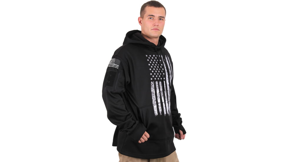 Rothco U.S. Flag Concealed Carry Hoodie - Men's, Black, 4XL, 3169-Black-4XL