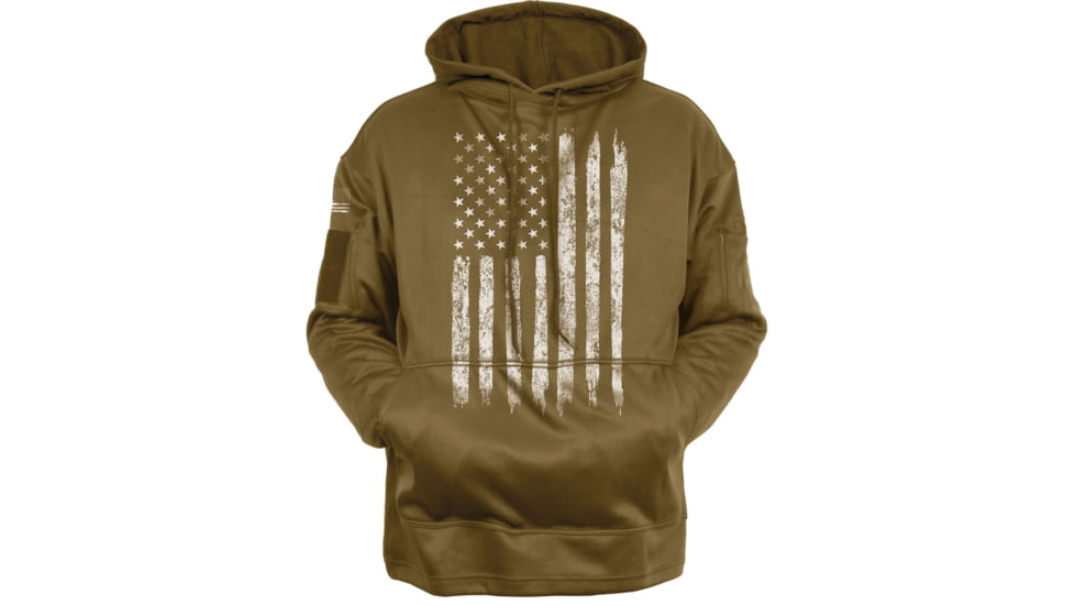 Rothco U.S. Flag Concealed Carry Hoodie - Men's, Coyote Brown, Extra Large, 8081-CoyoteBrown-XL