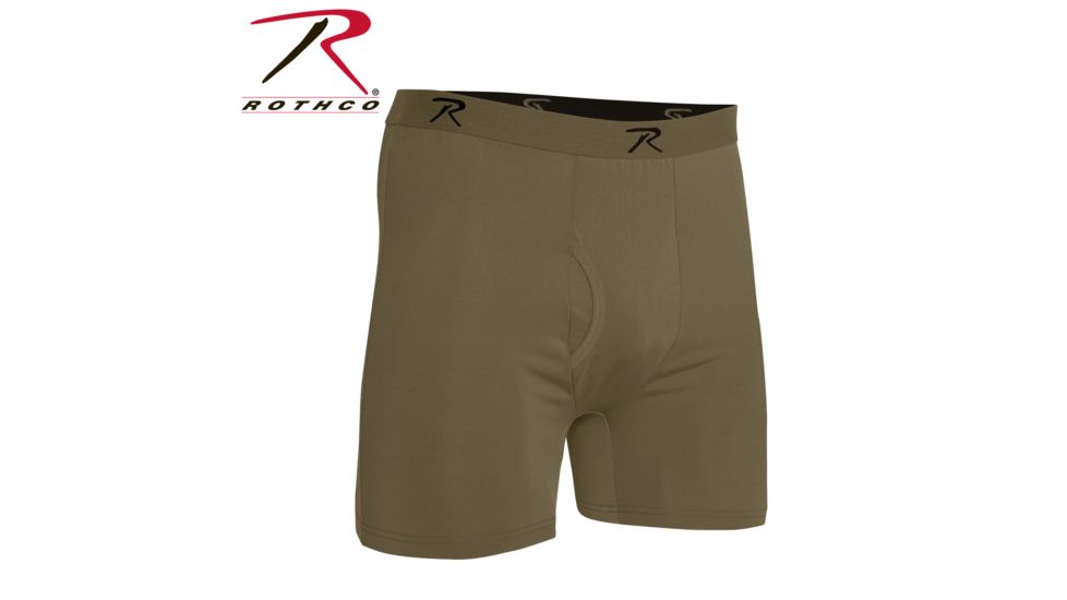 Rothco Moisture Wicking Performance Boxer Shorts - Mens, Antimicrobial, Anti-Odor, AR 670-1 Coyote Brown, Medium 3826-M