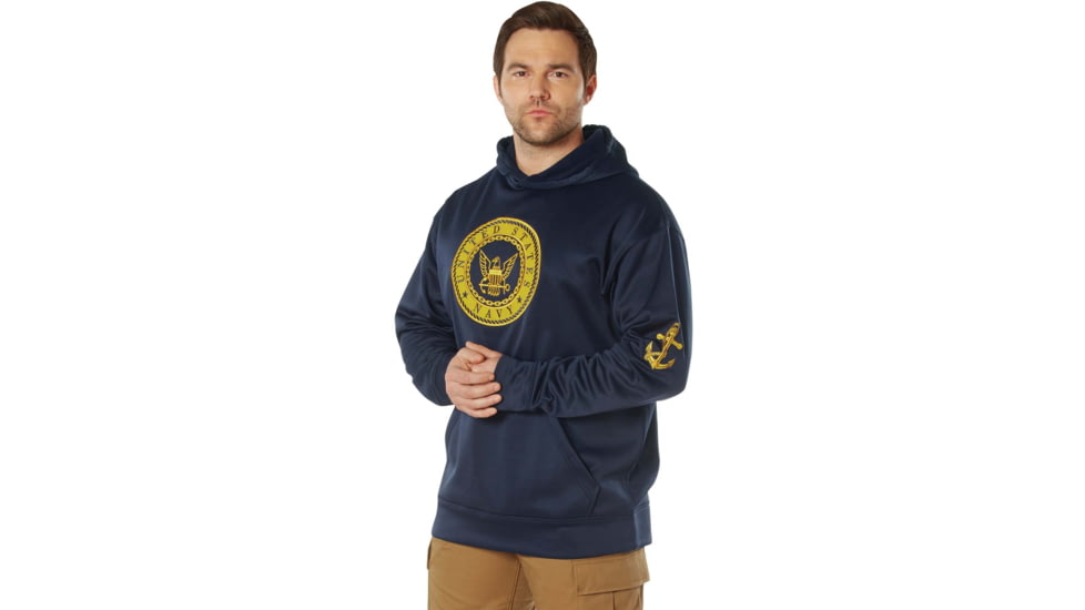 Rothco Navy Emblem Pullover Hooded Sweatshirt - Mens, Navy Blue, Small, 20570-NavyBlue-S