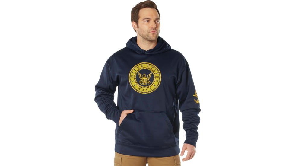 Rothco Navy Emblem Pullover Hooded Sweatshirt - Mens, Navy Blue, Small, 20570-NavyBlue-S