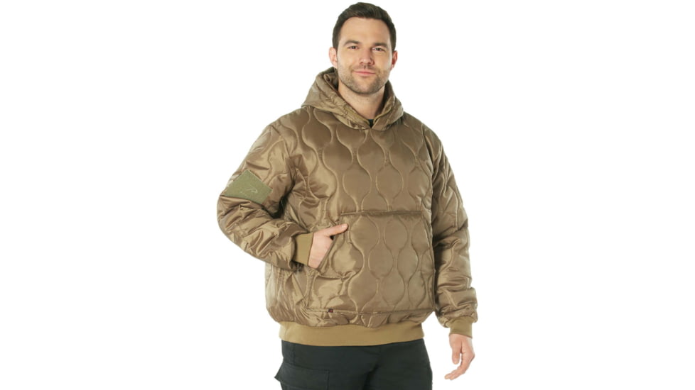 Rothco Quilted Woobie Hooded Sweatshirt - Mens, Coyote Brown, Small, 10494-CoyoteBrown-S