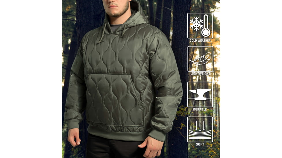 Rothco Quilted Woobie Hooded Sweatshirt - Mens, Olive Drab, Small, 10498-OliveDrab-S