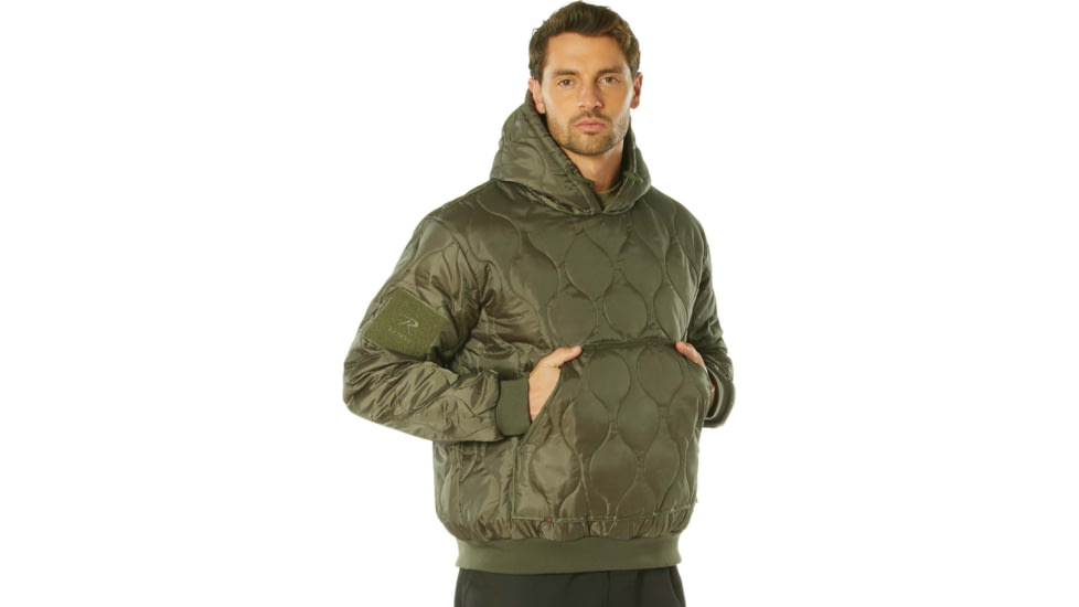 Rothco Quilted Woobie Hooded Sweatshirt - Mens, Olive Drab, Small, 10498-OliveDrab-S