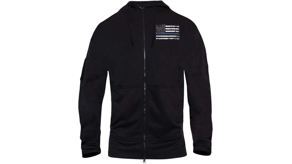 Rothco Thin Blue Line Concealed Carry Zippered Hoodie - Mens, Black, Large, 56071-L