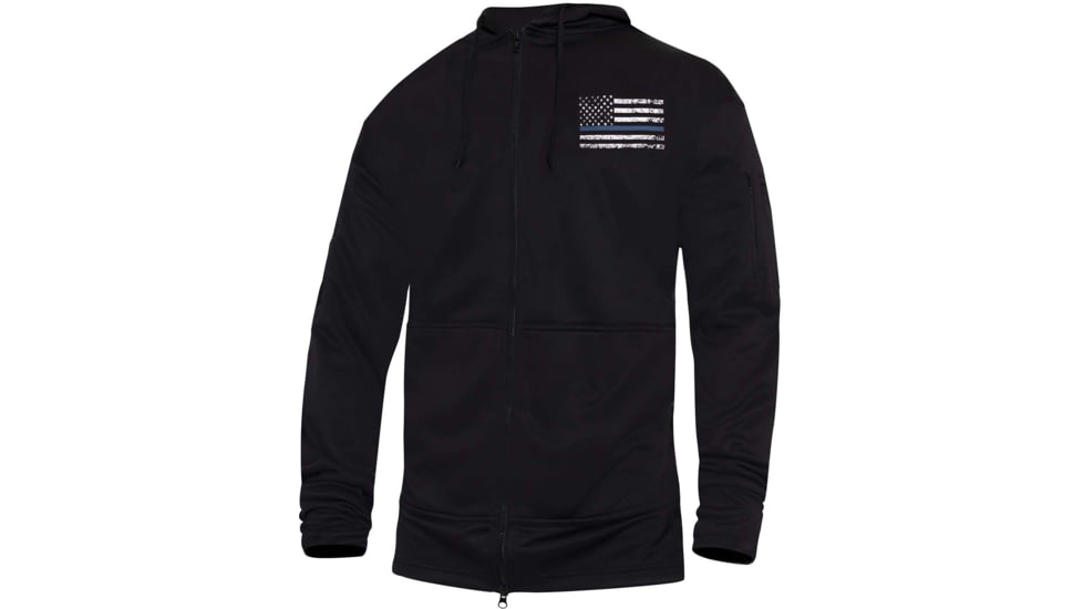 Rothco Thin Blue Line Concealed Carry Zippered Hoodie - Mens, Black, Large, 56071-L